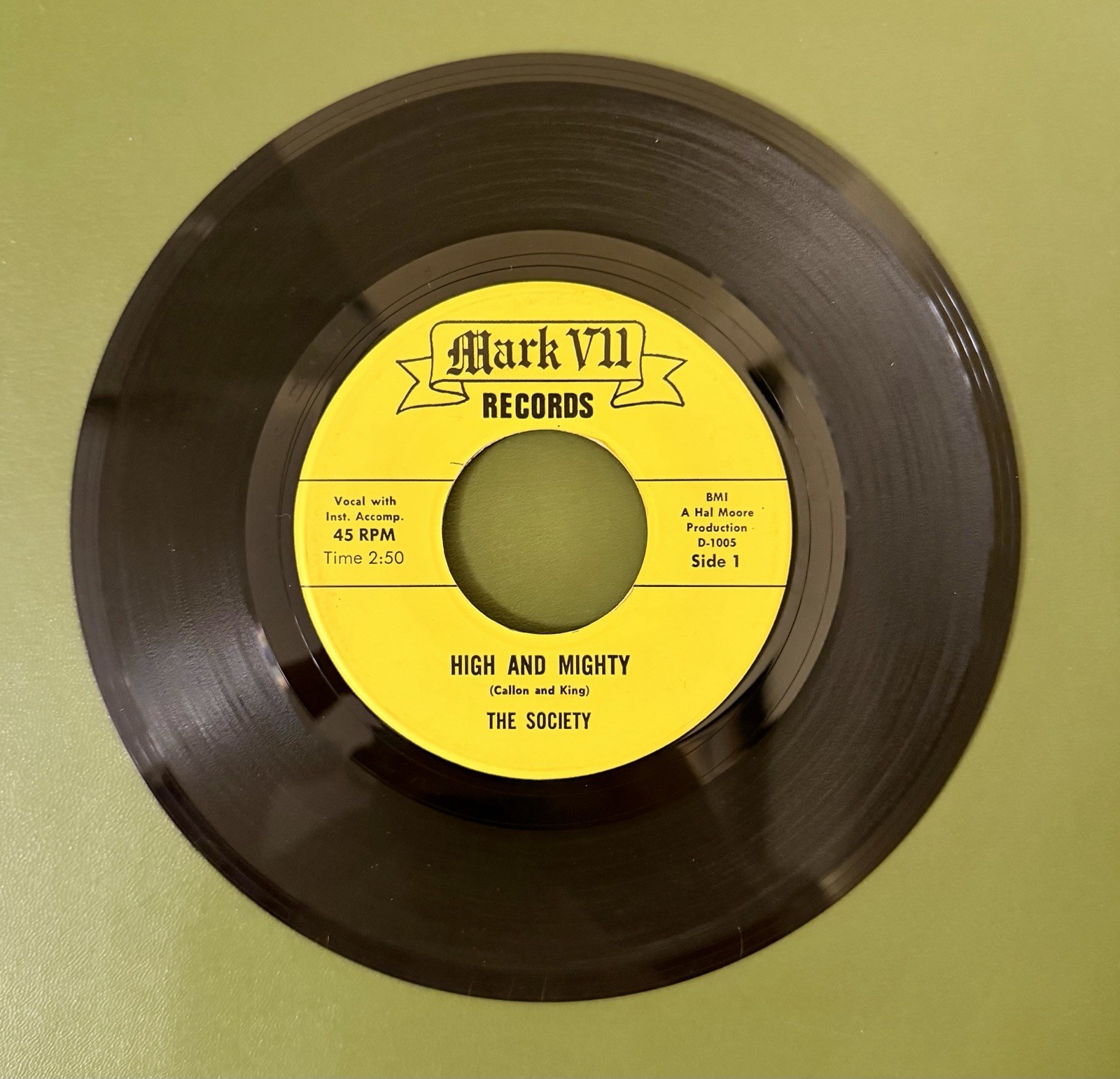 RARE The Society “High And Mighty” 1967 Garage Rock 45 Mark VII D-1005