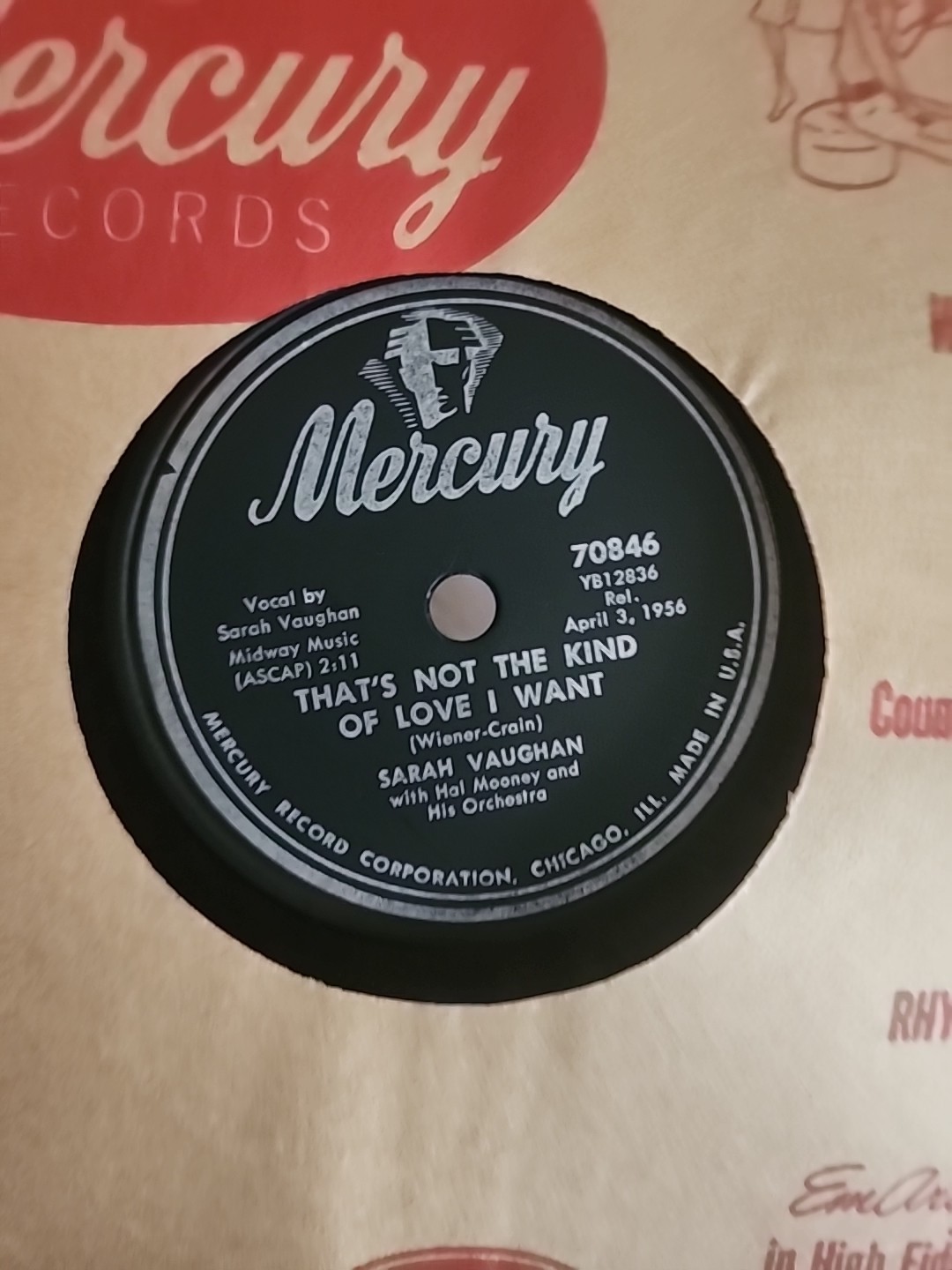 Sarah Vaughan E Grade Mercury 70846 Hal Mooney Orch.