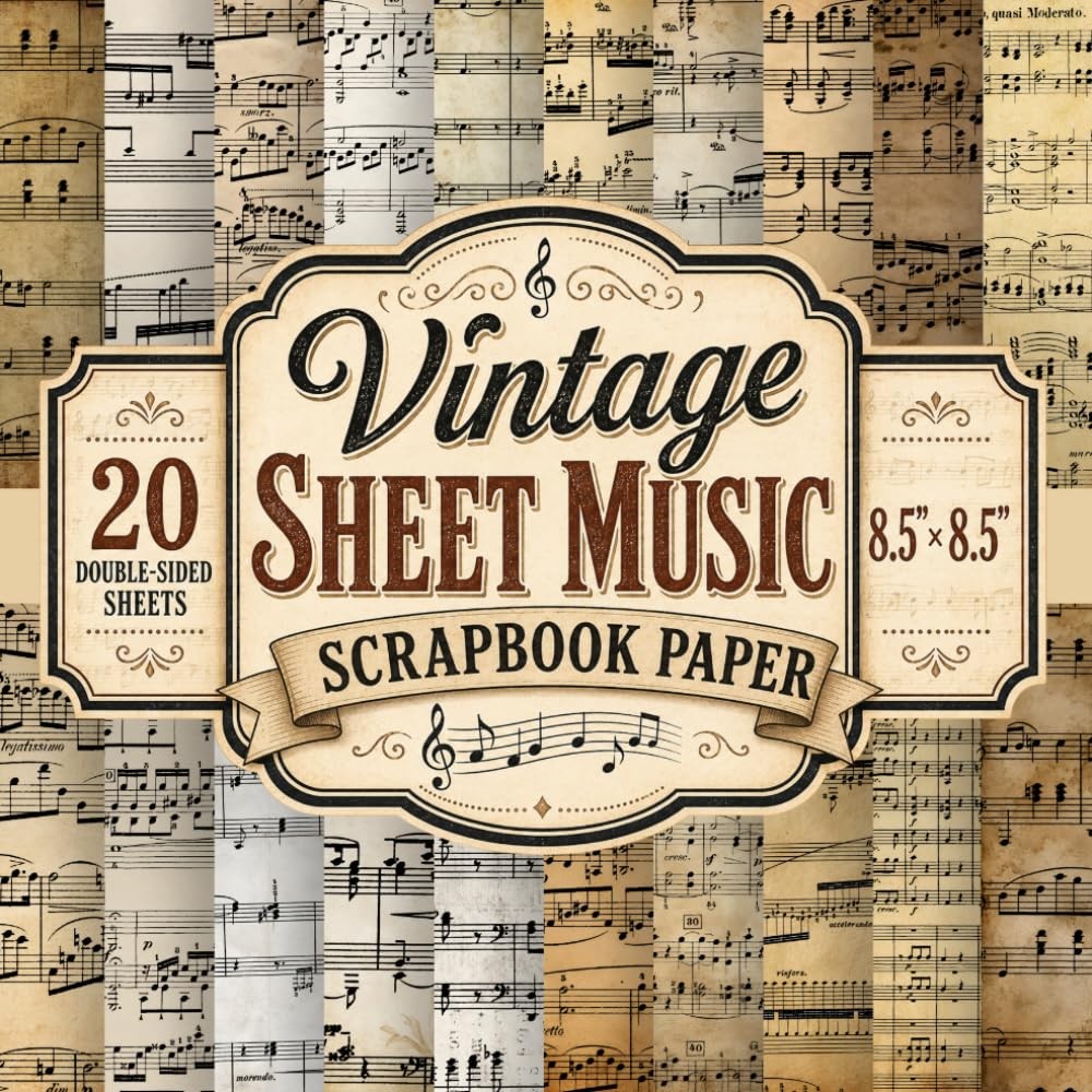 Vintage Sheet Music Scrapbook Paper: 8.5