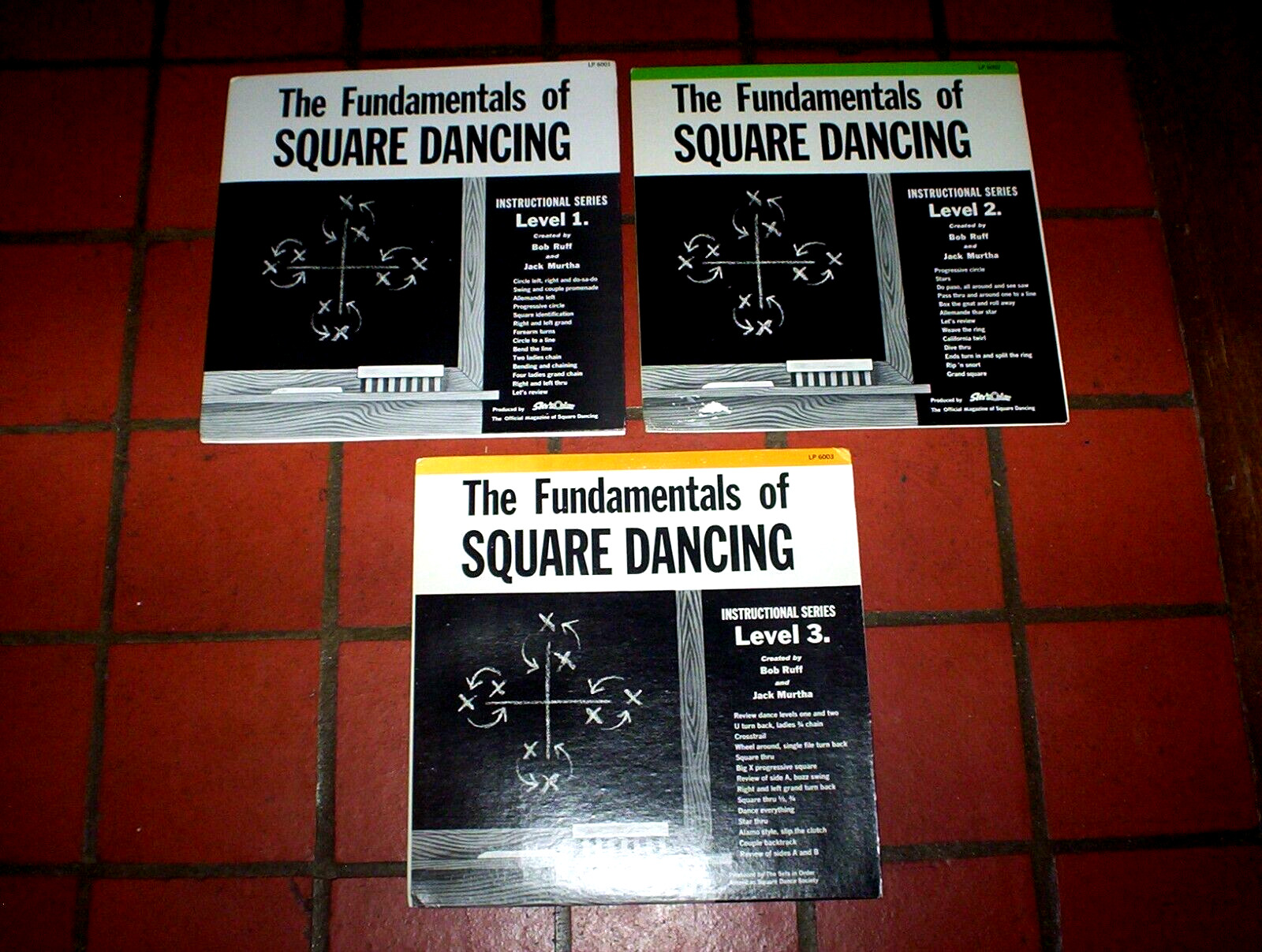 THE FUNDAMENTALS of SQUARE DANCING ( 3 ) LP lot:  LEVEL 1, 2 & 3 w/ inserts VG++