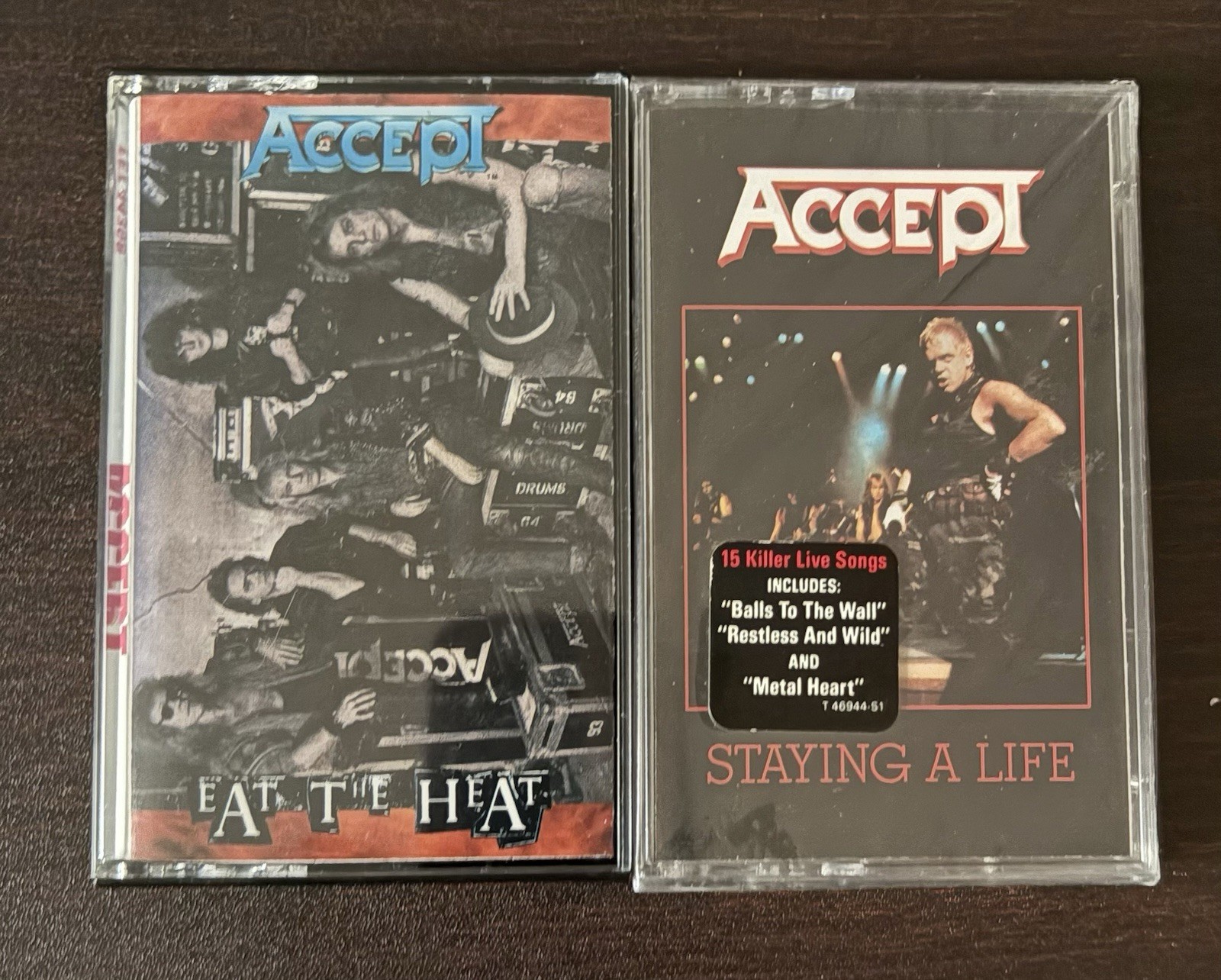 Set Of 2 Accept Cassettes - Eat The Heat (OPENED)/ Staying A Life (SEALED)