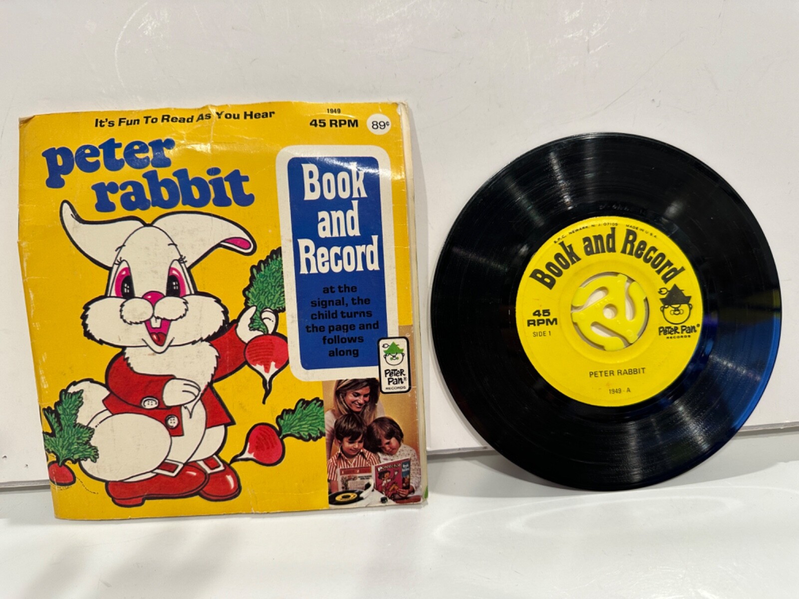 Peter Rabbit Book and Record 1971 Vintage 45 RPM Read Along Peter Pan Records
