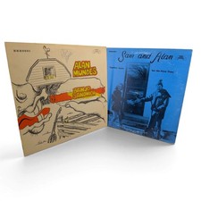 Alan Munde Signed Banjo Sandwich + Sam Bush Together Again 2 LP Bluegrass Lot picture