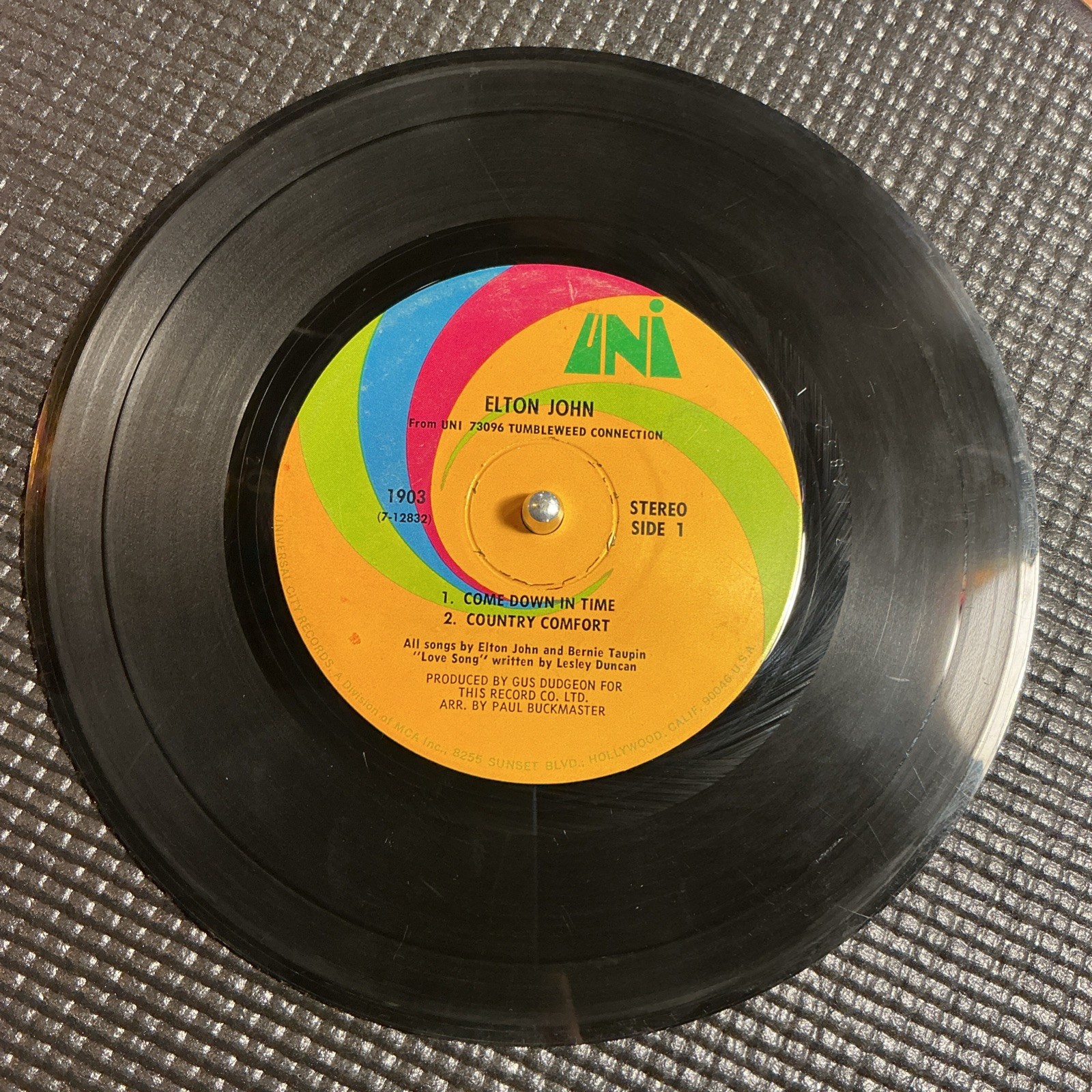 Elton John 33RPM “Tumbleweed Connection” 1971 70s Pop Rock 7” Jukebox EP