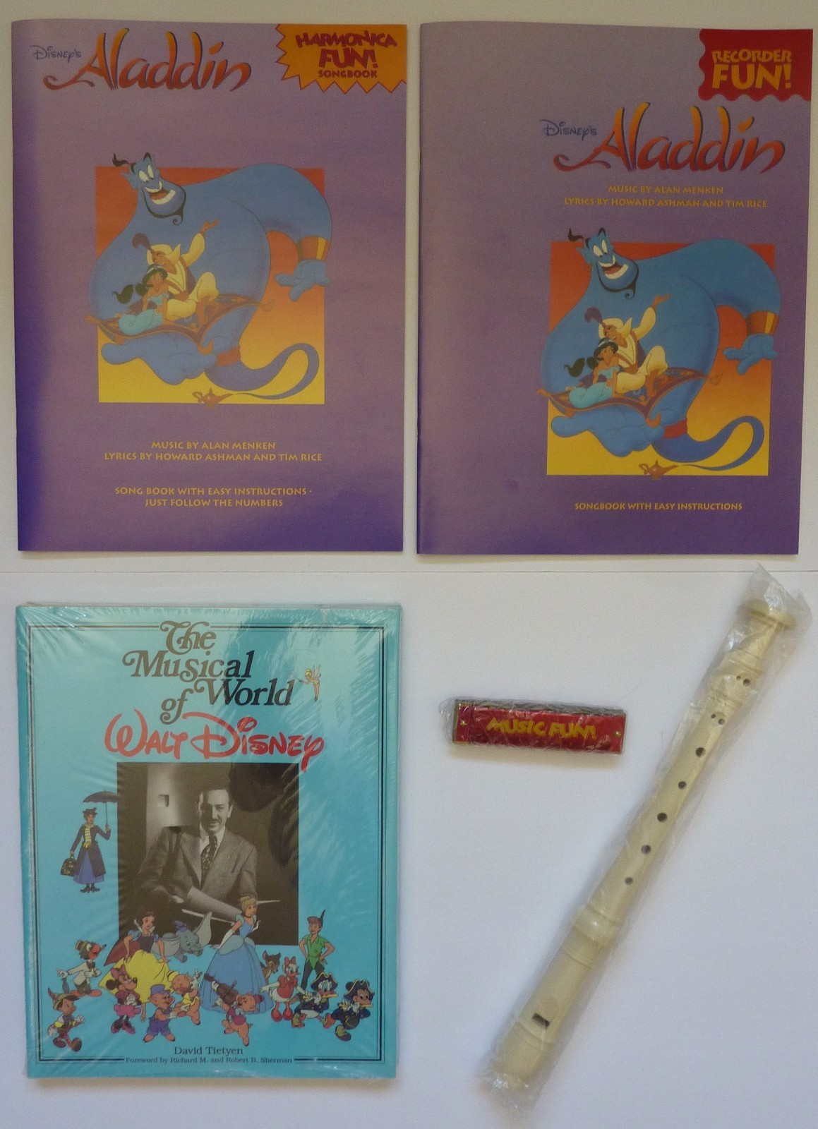 New Disneyana Music Pack: Sealed Hardback Book, Harmonica + Recorder Fun Kits 