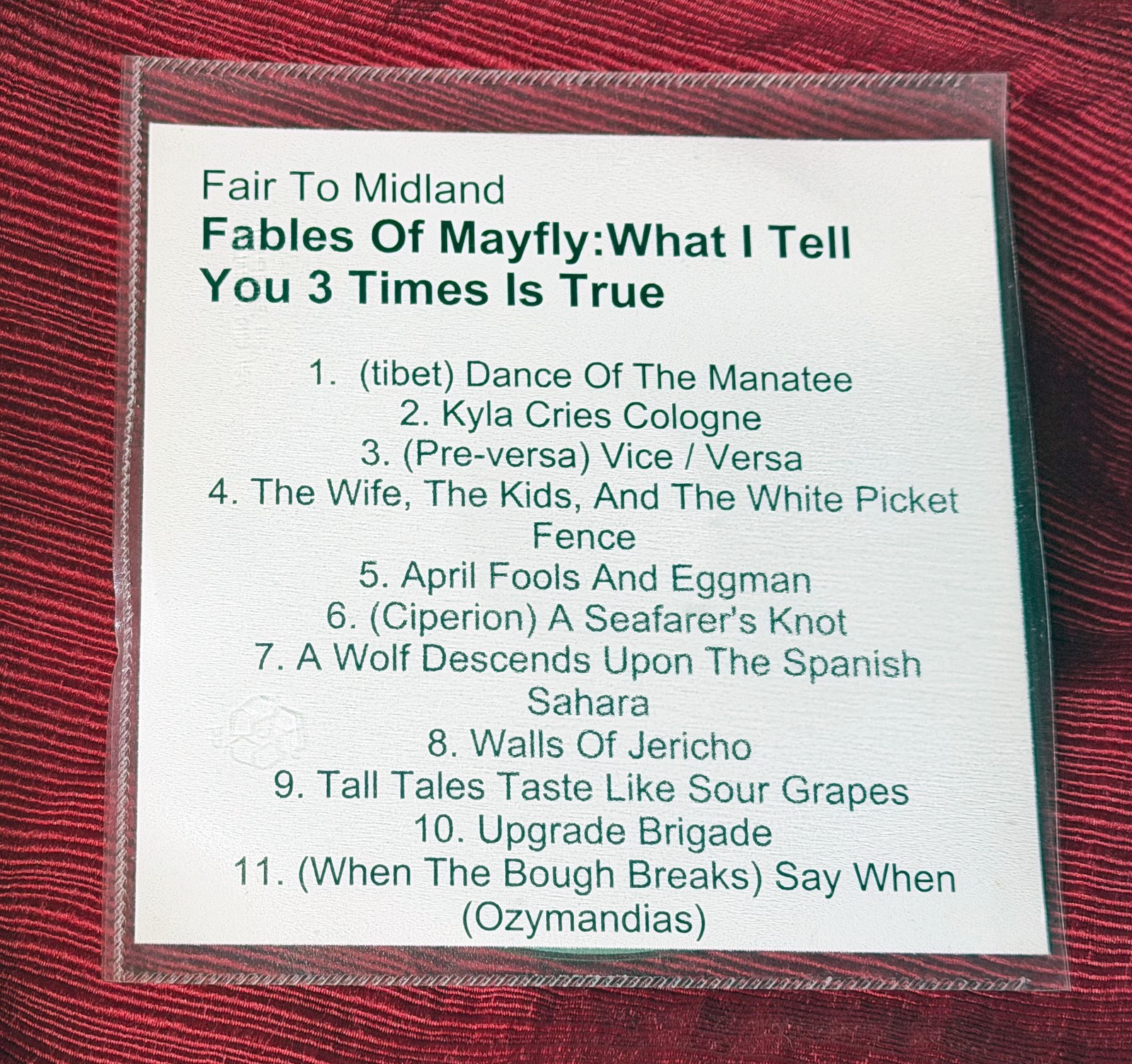 FAIR TO MIDLAND Fables of Mayfly MEGA-RARE DEMO TEST PROMO ADVANCE CD Metal 2007