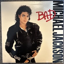 Micheal Jackson Bad Vinyl Record First US Press 1987 G+ Condition Cleaned Tested picture
