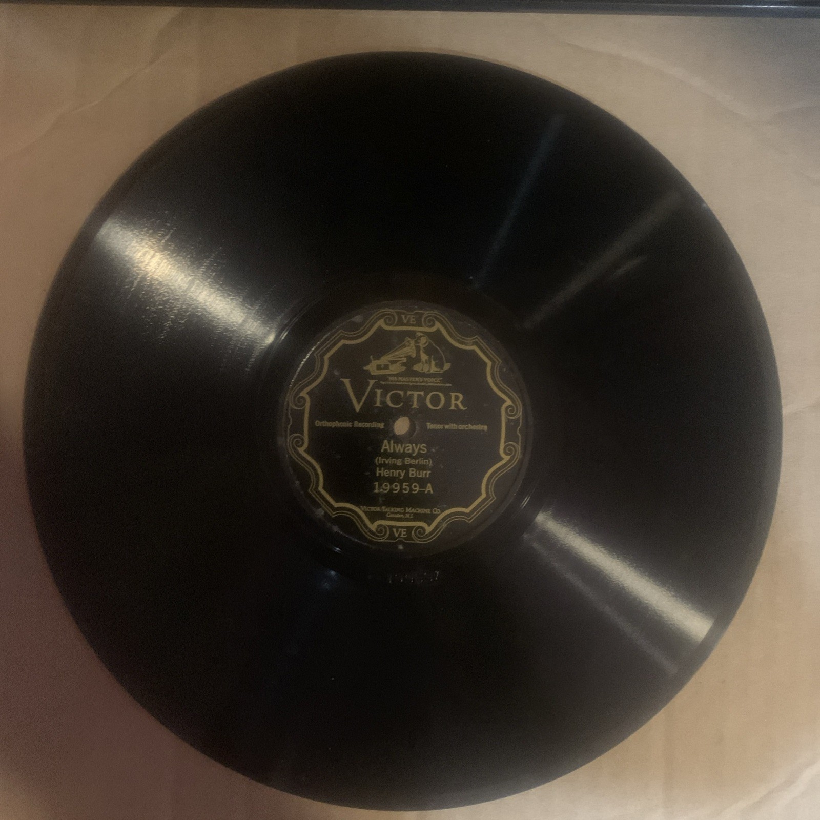 Henry Burr, 78 rpm, V+, Always, 19959