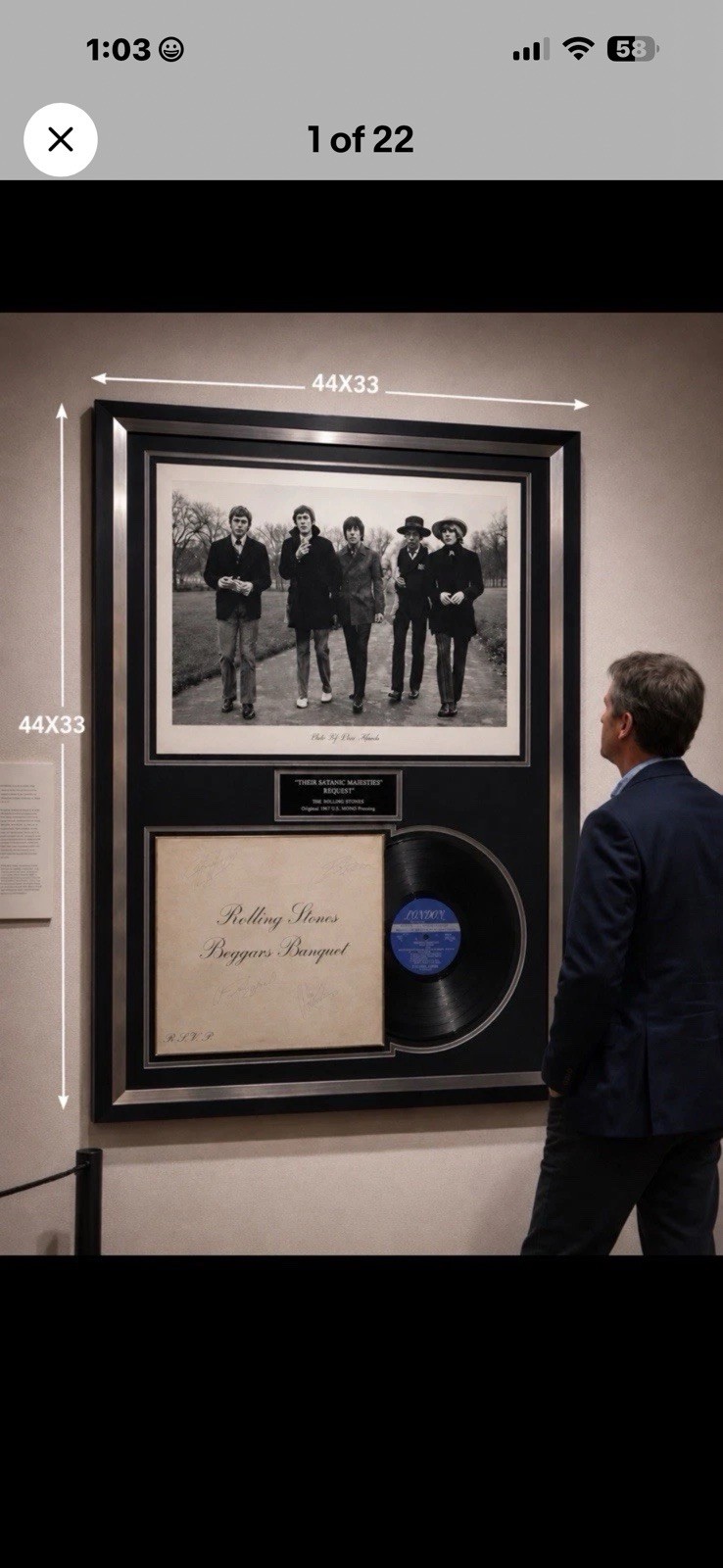 Rolling Stones Ultimate Historical Relic  5 Original Members Signed Beckett LOA