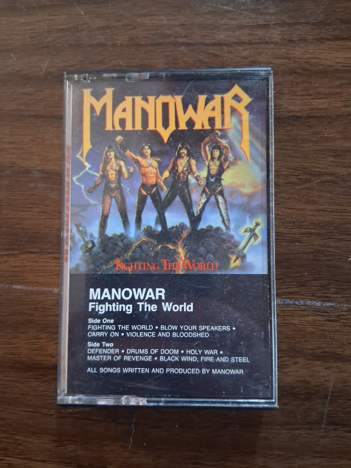 Manowar Fighting The World Cassette Tape and Case 1987 Heavy Metal Atlantic