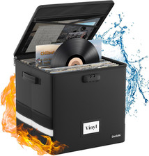 Vinyl Record Storage Box Fireproof＆Water Resistant Record Organizer with Lock picture