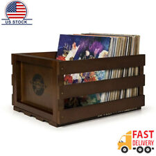 Vinyl Record Storage Crate Wood Record Album Holder Box Turntable Accessory US picture