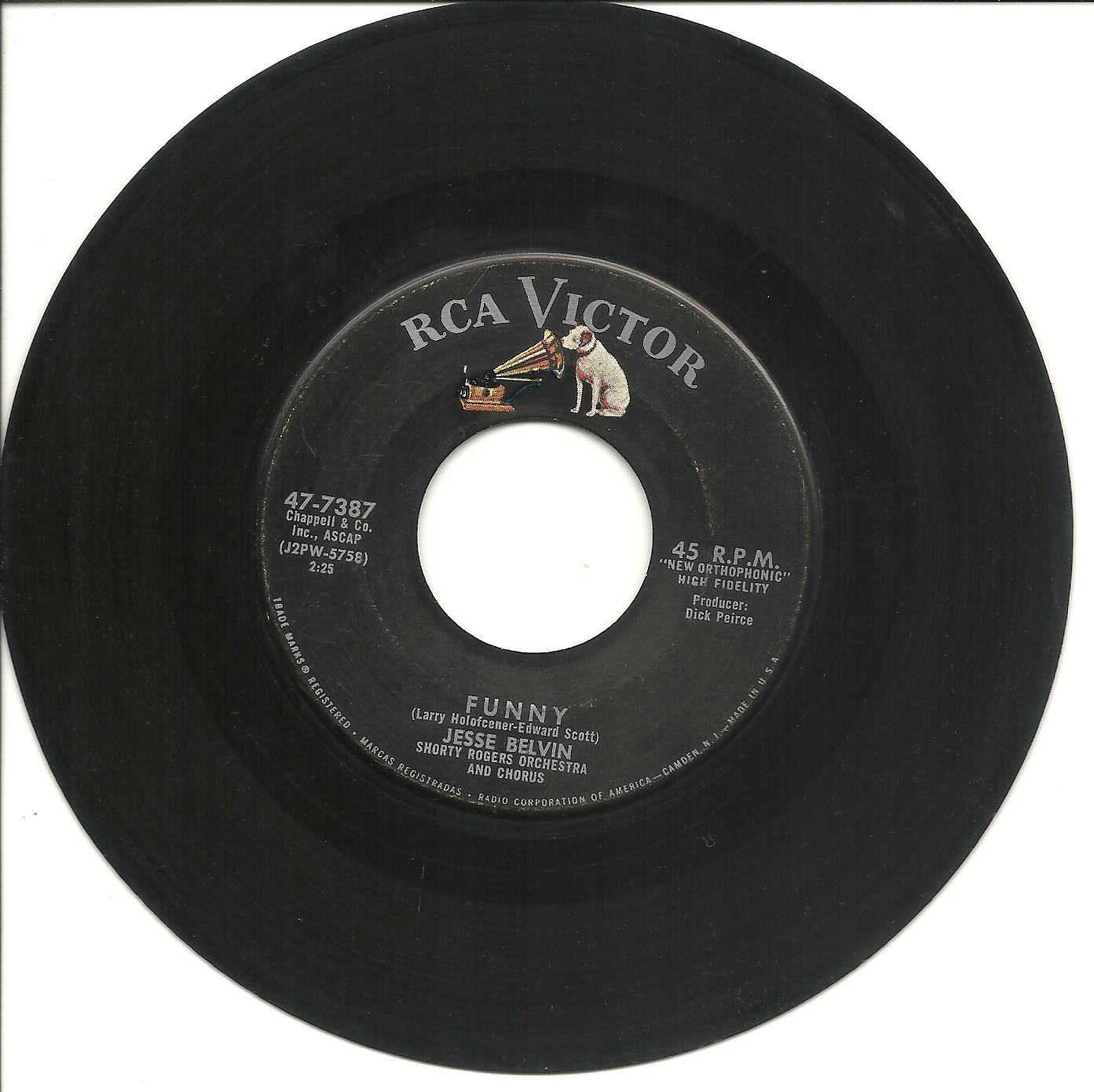 Jesse Belvin-Funny/Pledging My Love-45 RPM-soul-RCA Victor 47-7387-vinyl-record-
