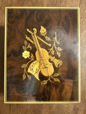 Vintage Made In Italy Inlaid Wood House Of Global Art Music Jewelry Box Works picture