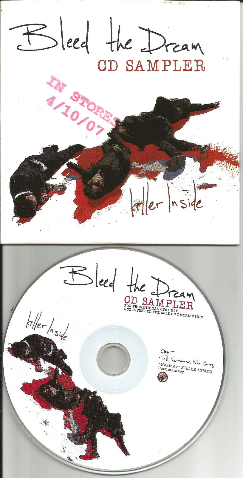 BLEED THE DREAM 2TRX SAMPLER w/ MAKING OF & INTERVIEW VIDEO PROMO CD single 2007