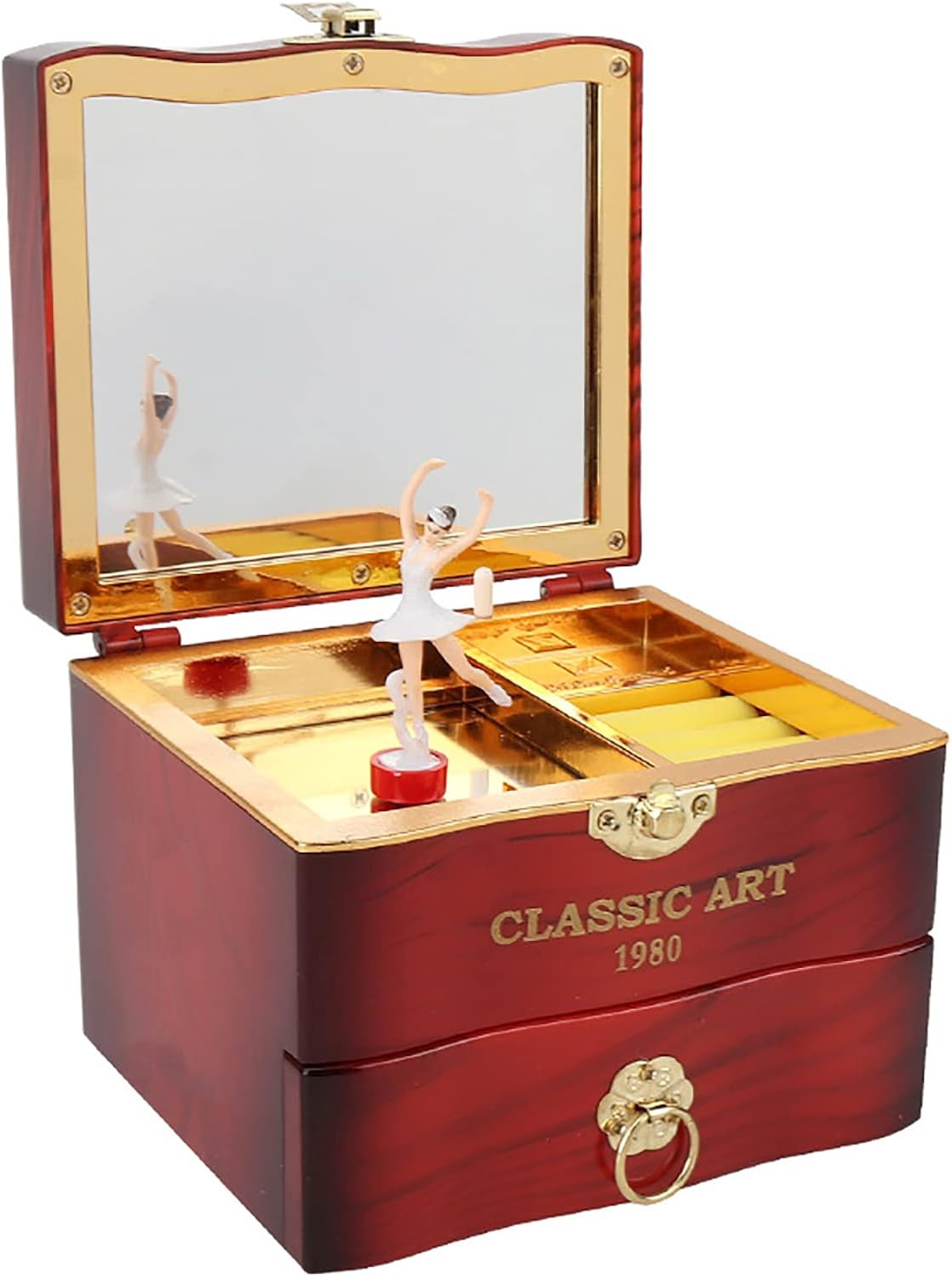 Girls Vintage Musical Jewellery Box with Spinning Ballerina