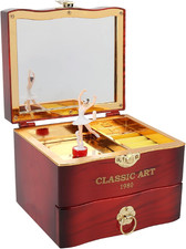 Girls Vintage Musical Jewellery Box with Spinning Ballerina picture