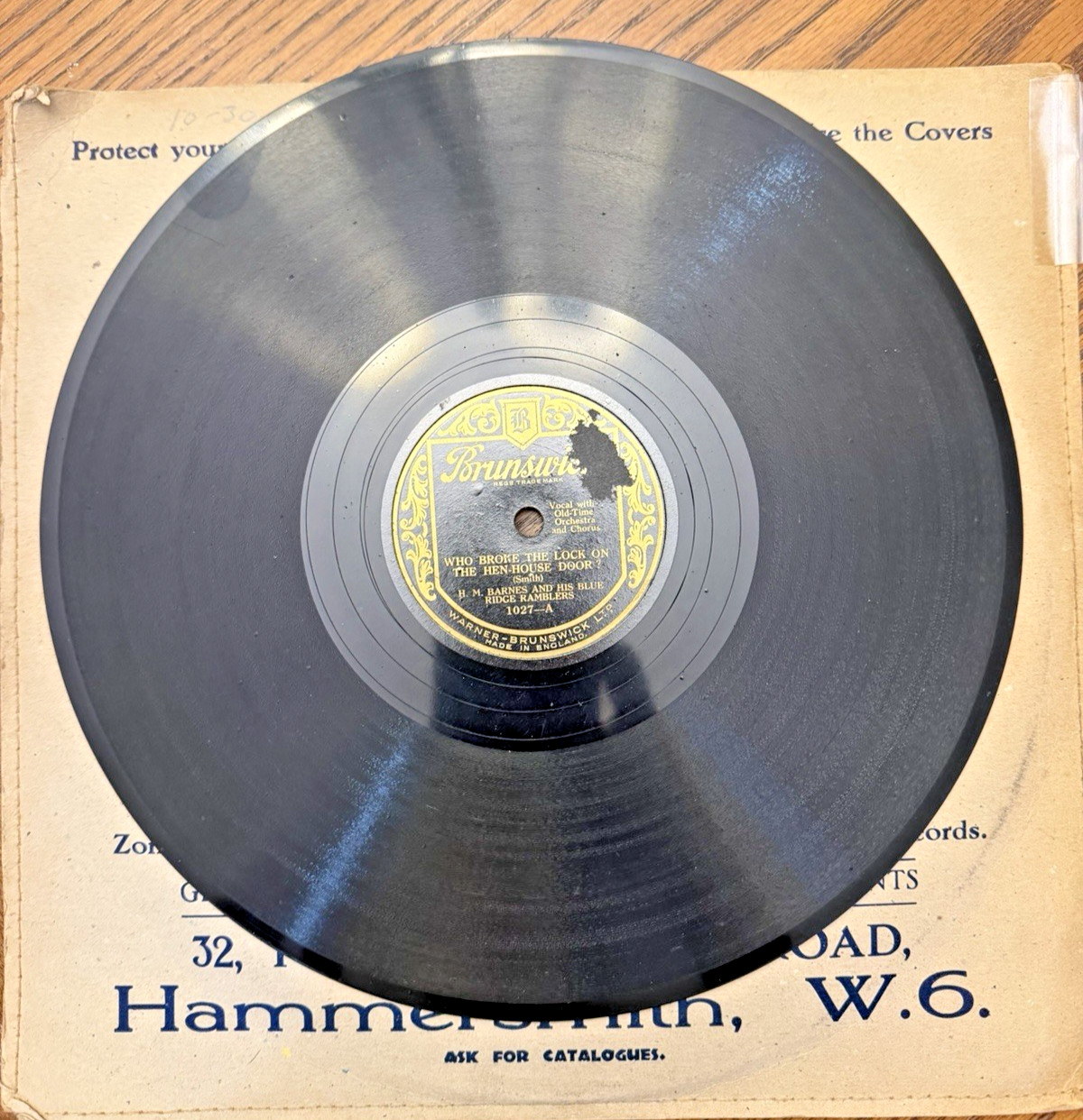 Vintage Brunswick 78 RPM Record – H.M. Barnes and His Blue Ridge Ramblers