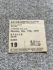 AC/DC Bon Scott ticket Hammersmith Odeon17/12/79 M26 Highway to Hell tour picture