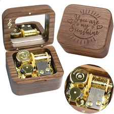 You Are My Sunshine Music Box Solid Wood Laser Carving Vintage Gift Musical Boxs picture