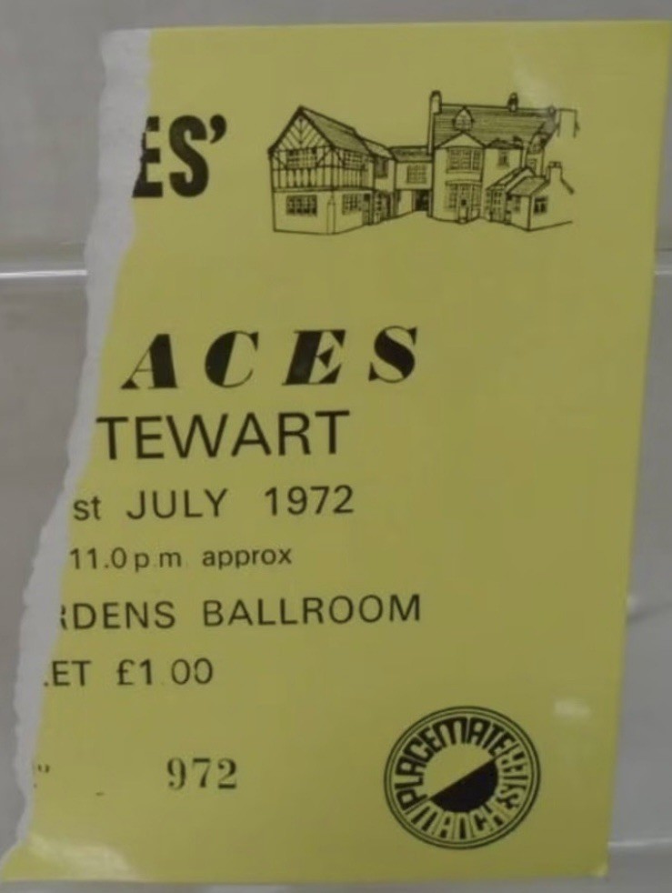 Vintage The Faces Rod Stewart Cancelled Ticket Stub 1972 Trentham Gardens Stoke