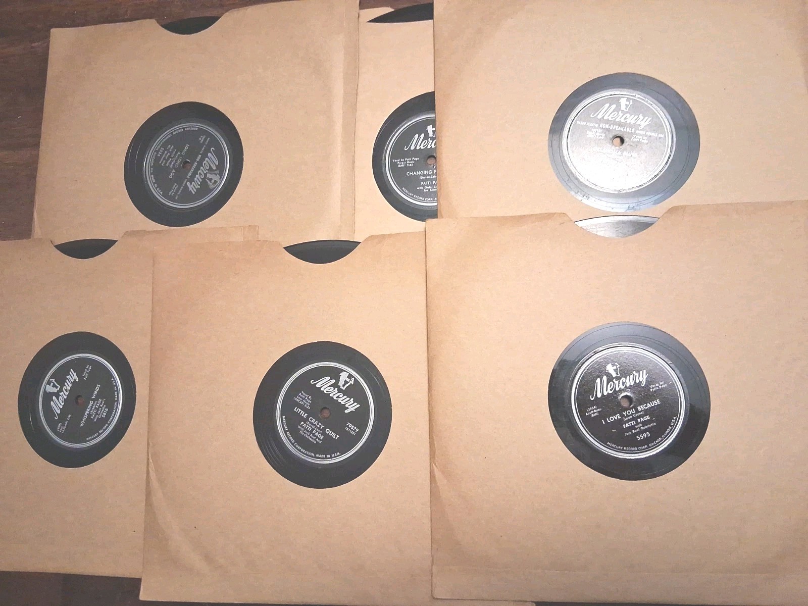 Lot of 6 Patti page Shellac 1950\'s Mercury records Chicago Press 10\