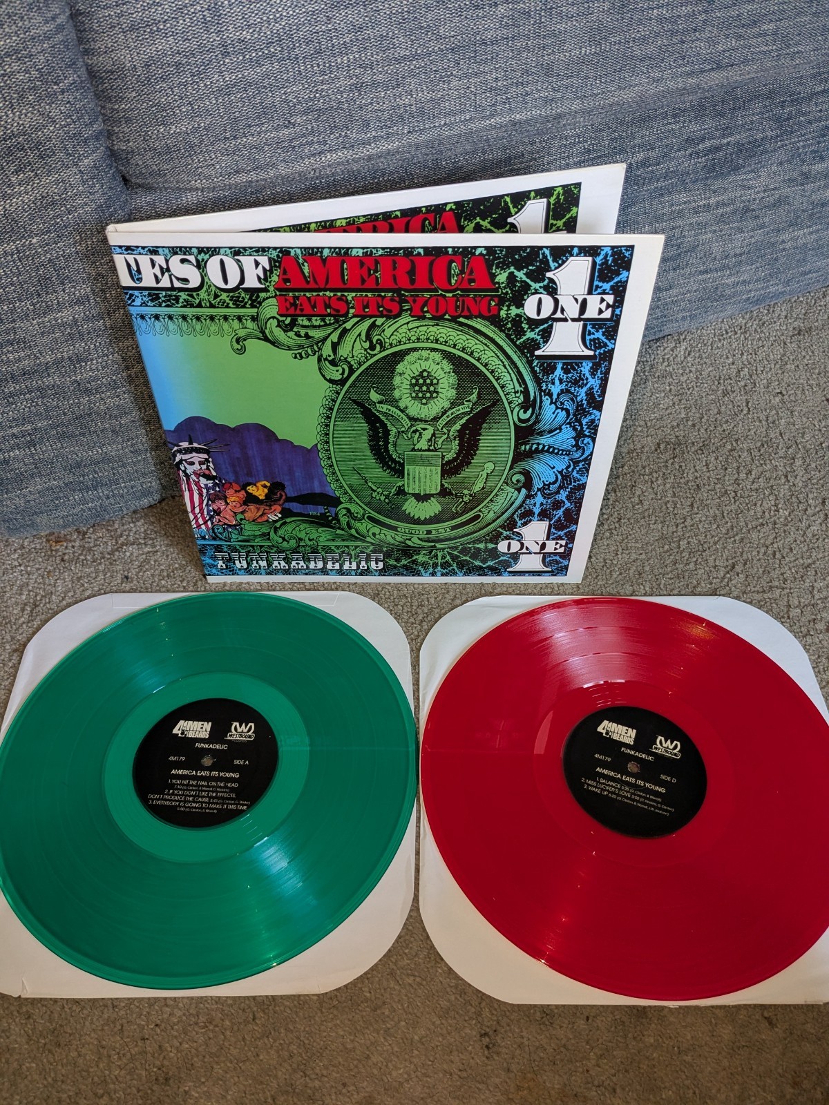 Funkadelic - AMERICA EATS ITS YOUNG - Red + Green Color Vinyl 2 LP EX Wax Rare
