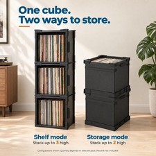 HumminGuru FlexiCube Vinyl Record Storage Box – Stackable Organizer for 12” R... picture