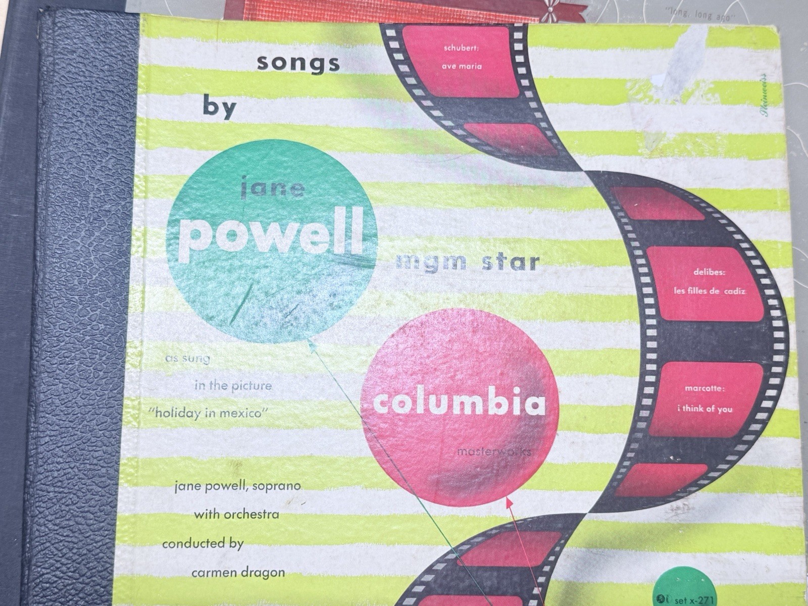 JANE POWELL Songs by MGM Star Vtg 1947 Set of 2 Columbia X-271 Rare Soprano 