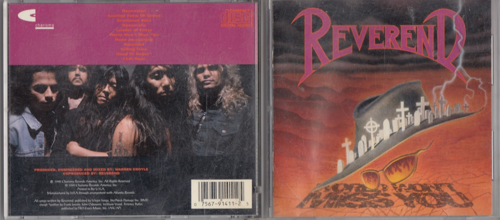 Reverend - World Won't Miss You (CD, Aug-1990, Charisma) METAL