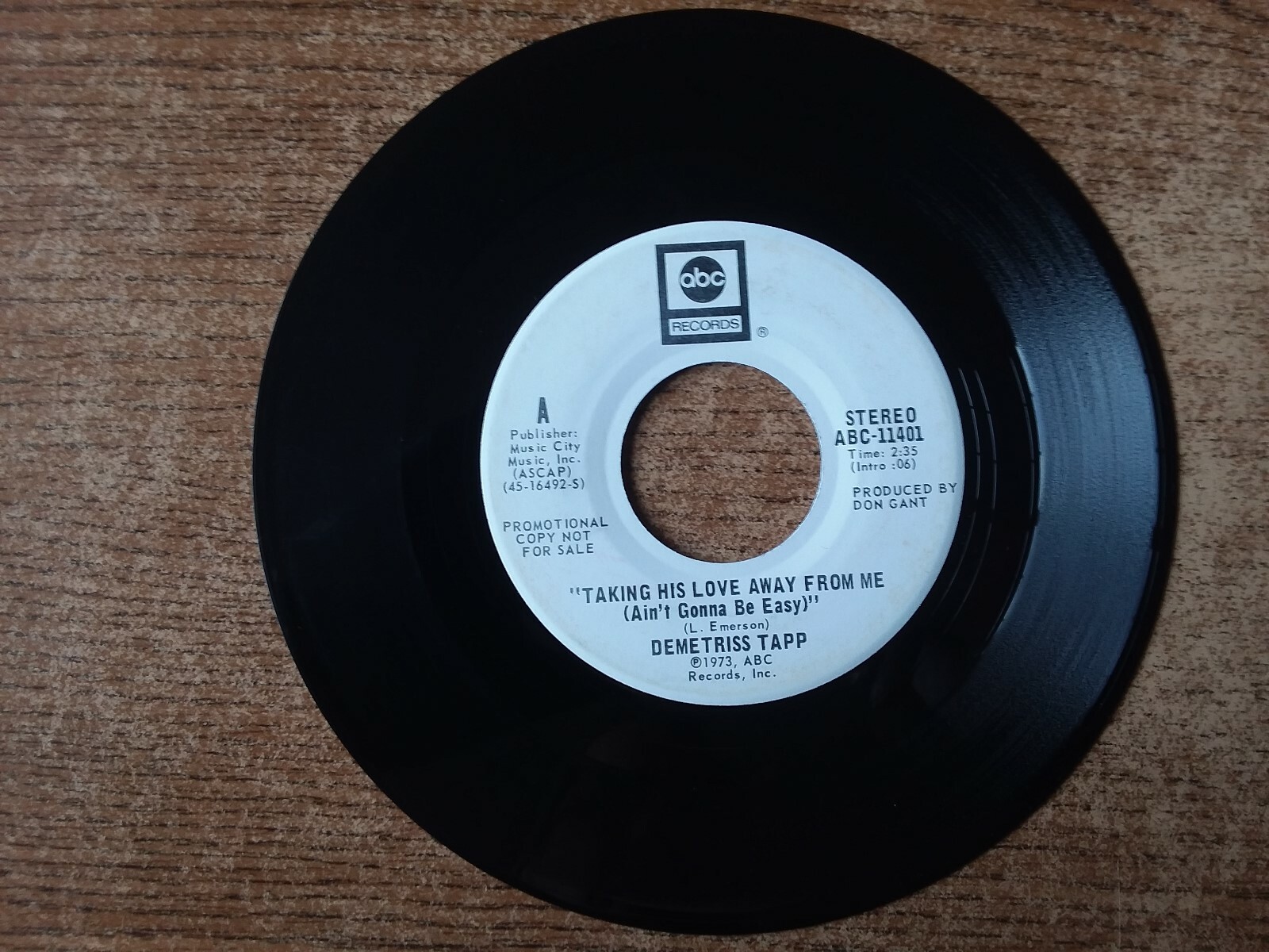 PROMO 1973 EXCELLENT+DEMETRISS TAPP-Taking His Love Away From Me 11401 45