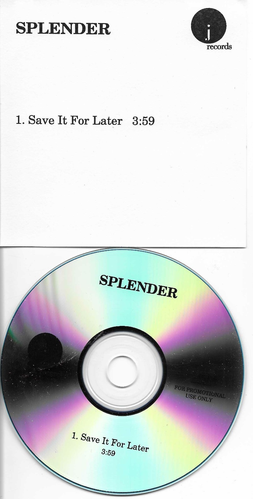 SPLENDER Save it for later TST PRESS PROMO Radio DJ CD single MINT USA 2002