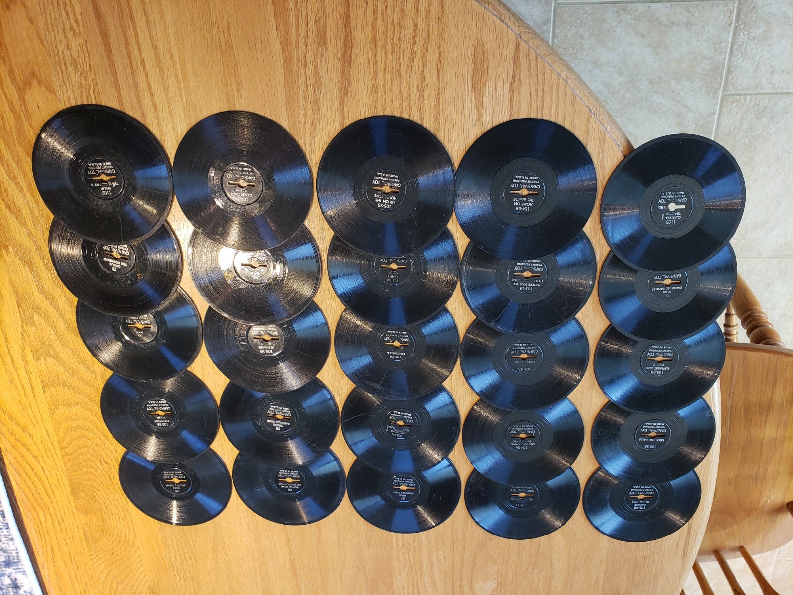 Vintage Carnival Toy Records 25 Double Sided recordings.