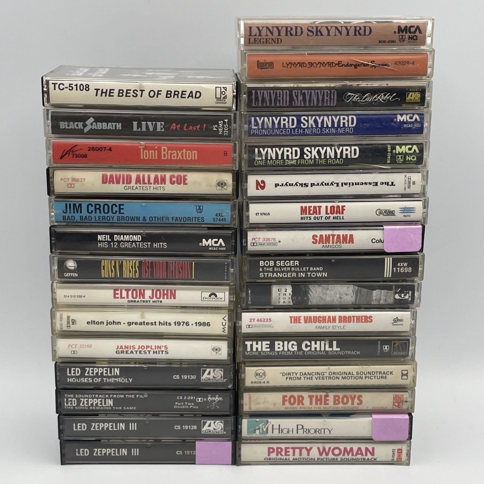 Vintage Rock Cassette Tape Lot Black Sabbath Led Zeppelin Guns & Roses Santana