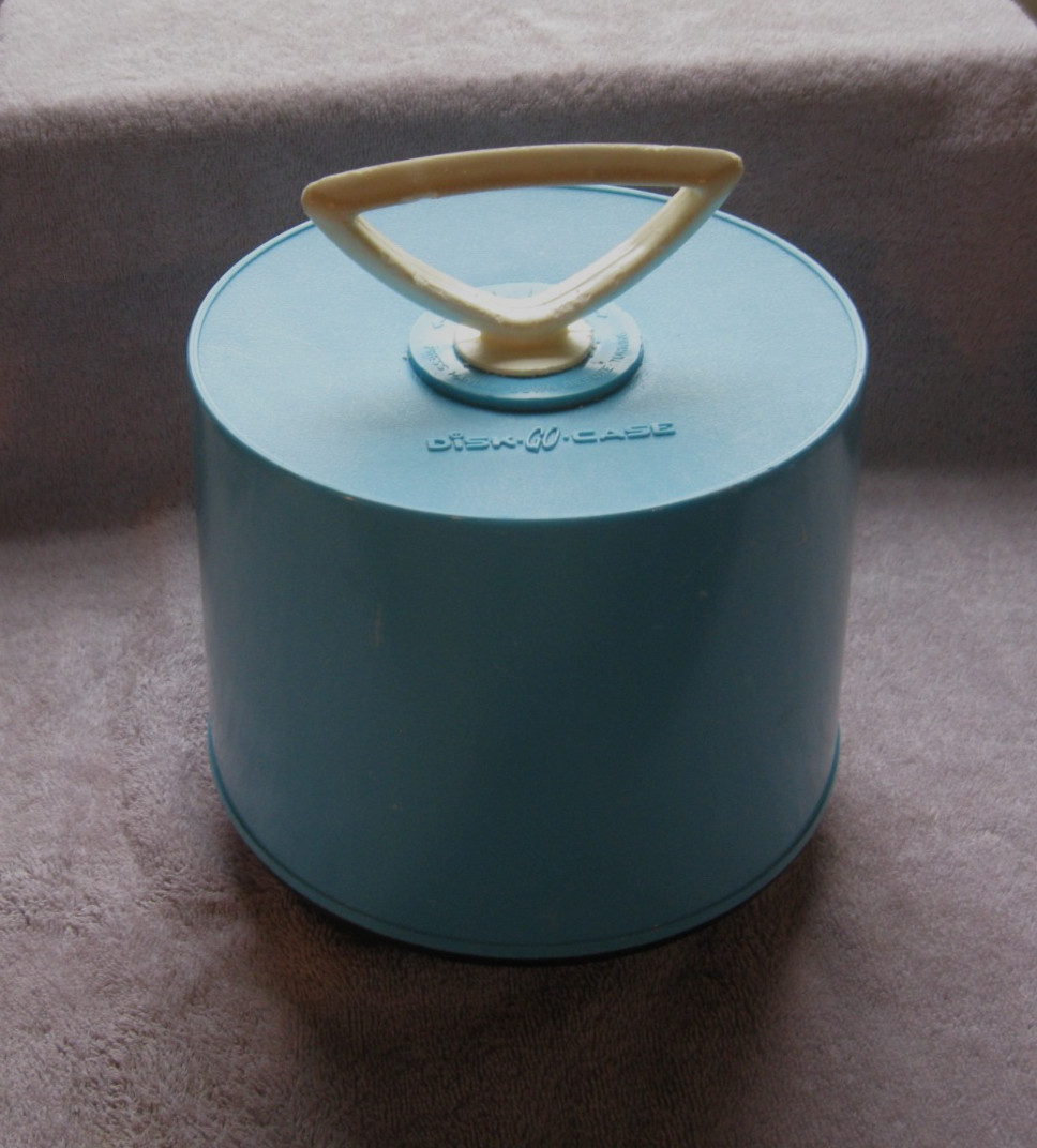 Vintage Disk Go Case 45-RPM Vinyl Record Holder Carrier Tote Blue Turquoise