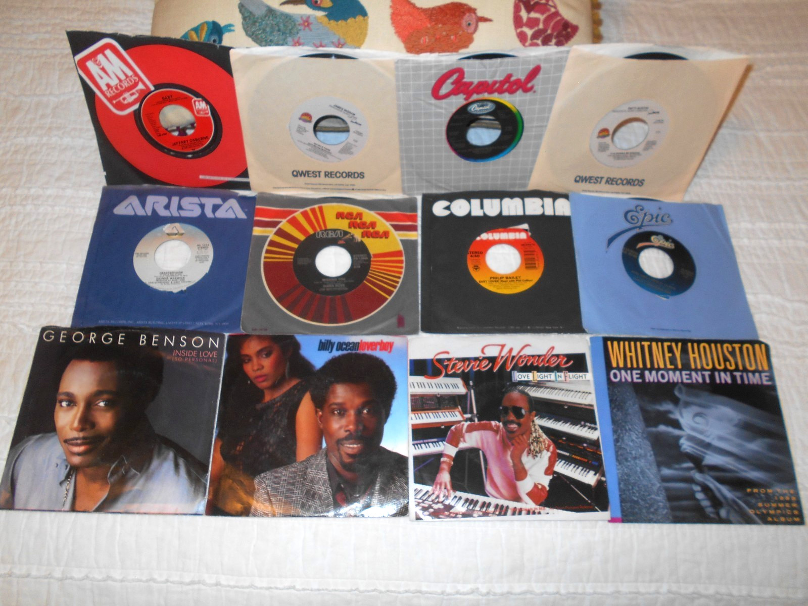Stevie Wonder Love Light In Flight Whitney Houston One Moment In Time 45 rpm Lot