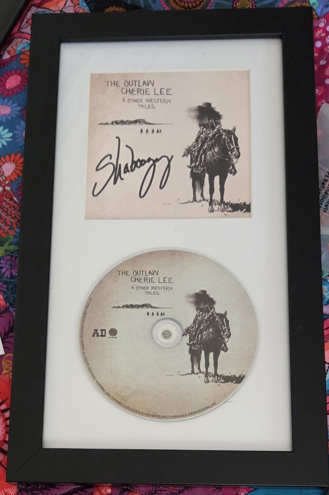 Shaboozey The Outlaw Cherie Lee & Other Western Tales CD Signed Framed Autograph