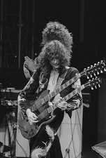Jimmy Page Playing A Gibson Double Neck Guitar On Stage With Briti- Old Photo picture
