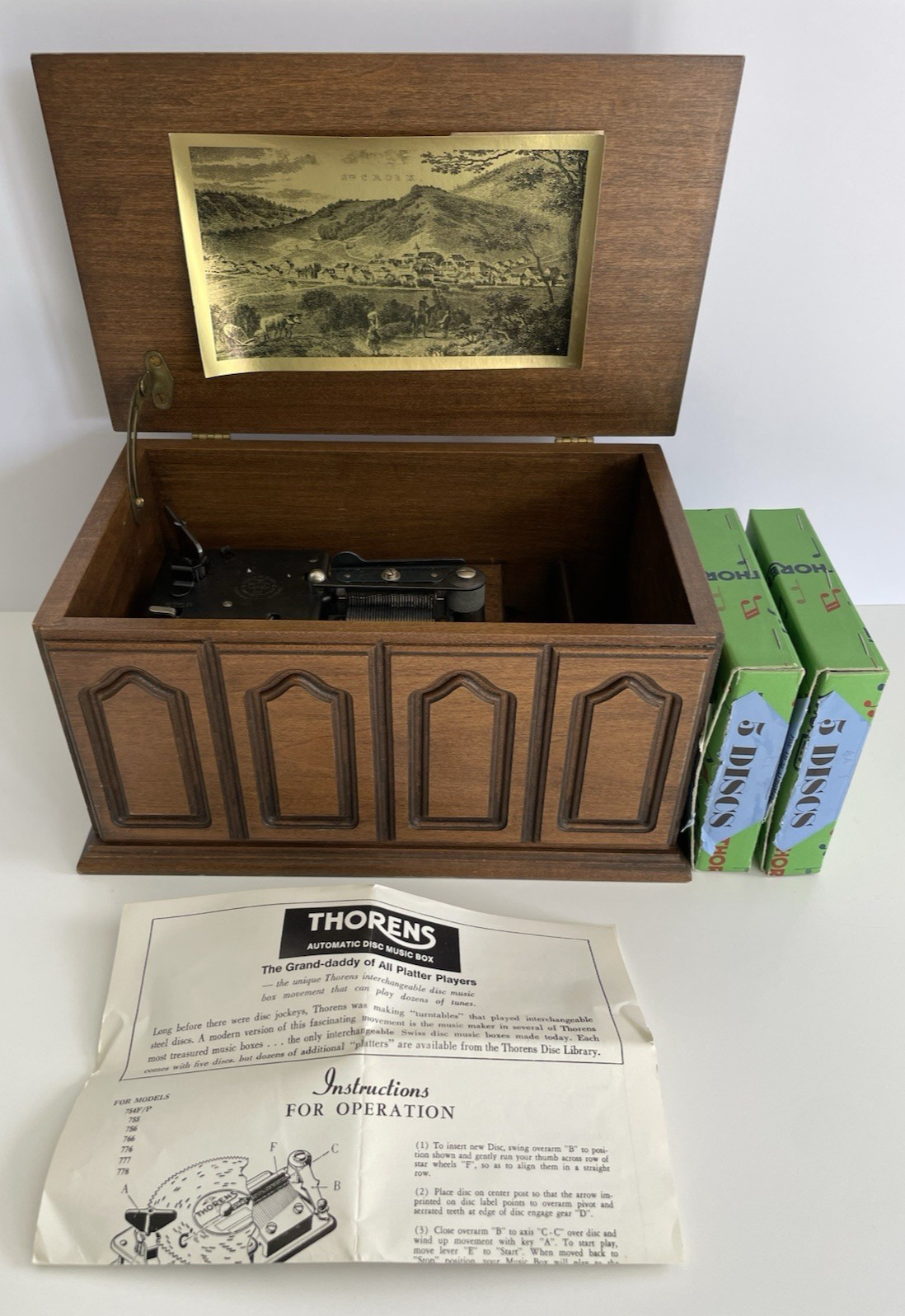 Vintage Thorens AD30 Automatic Music Box Model 754F With 10 Disc NOT WORKING
