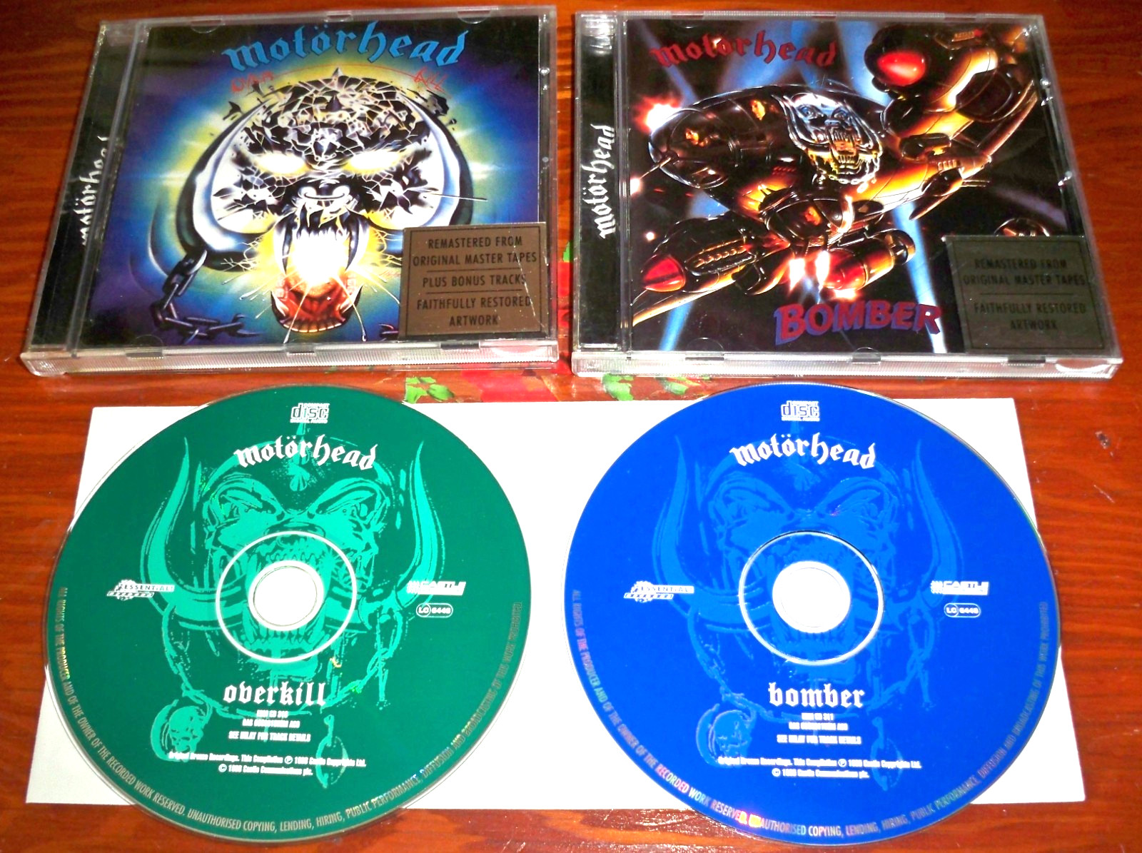 (2) MOTORHEAD CDs: OVERKILL & BOMBER - UK 1996 REMASTERED w/12 p BOOKLETS - EX 