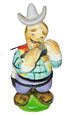 VTG BP Import Japan Ceramic Cowboy Boy Harmonica Figurine Western Decor Kitsch picture