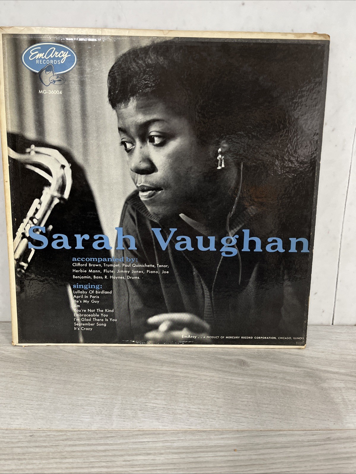Sarah Vaughan Self-Titled LP 1955 Mono EmArcy MG-36004 G\LPVG++