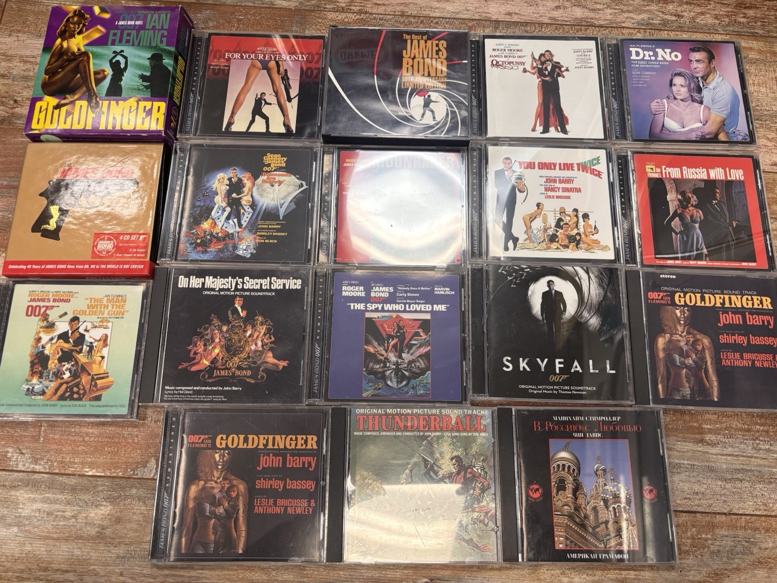 17 James Bond Movie Soundtrack CDs One Audio Book Dr No Thunder all