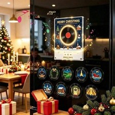 Christmas Magnetic Vinyl Record Player Refrigerator Magnet Set picture