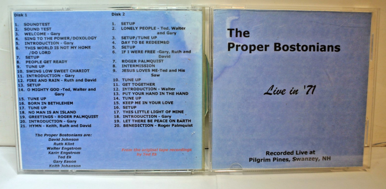THE PROPER BOSTONIANS 2CD LIVE IN \'71 - COVENANT CONGRETIONAL CHURCH BOSTON
