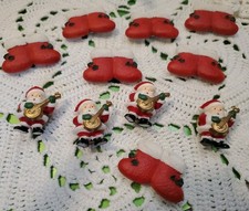 VTG Christmas Button Covers Lot of 11 Santa Banjo Boots Holiday Shirt Clips picture