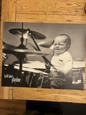 1999 Keith Baker Playtime Child Baby Playing Drums Drumsticks 22” x 28” Holland picture