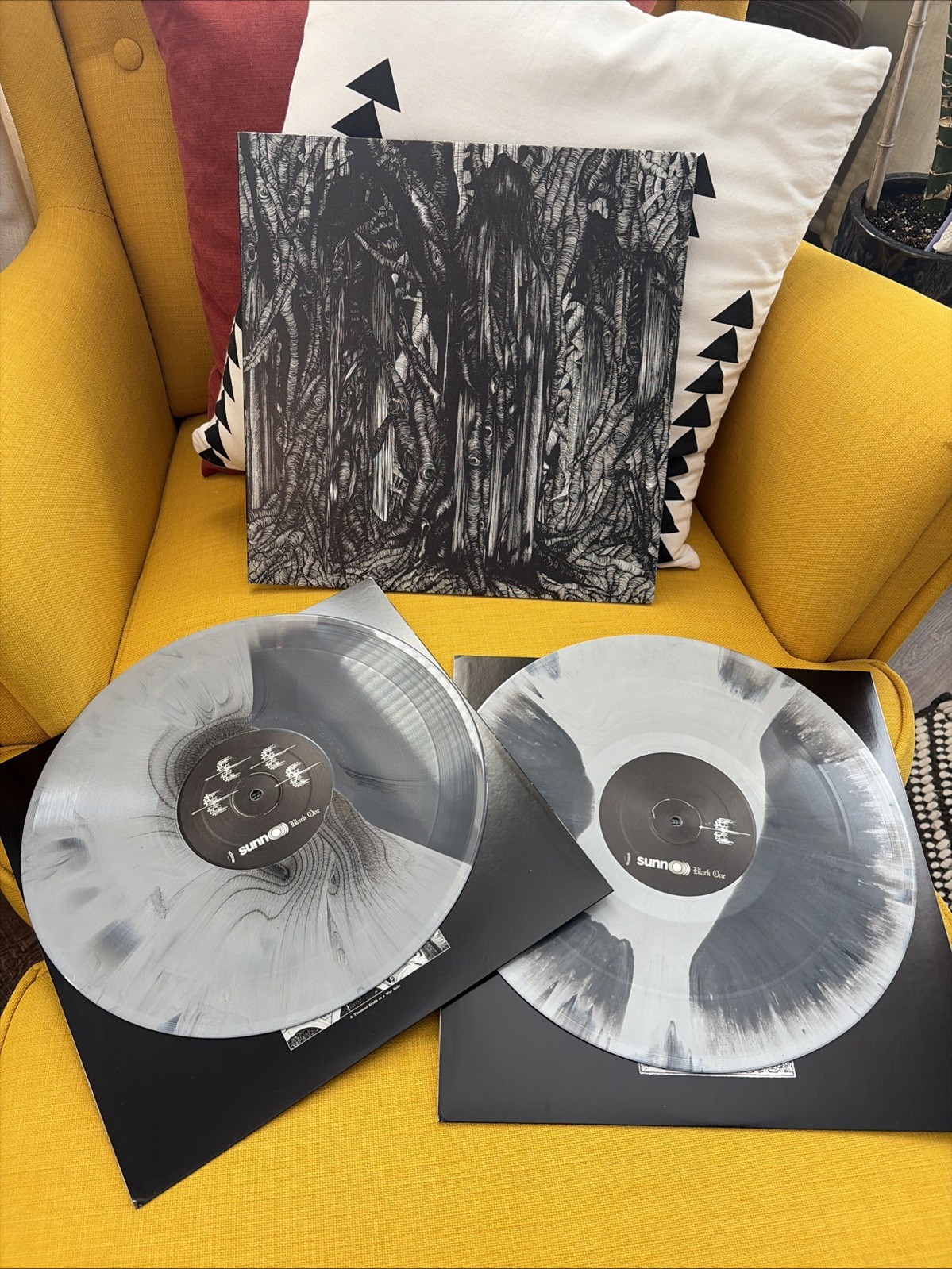 SUNN O))) - BLACK ONE - 2X VINYL ALBUM - 2005 ltd - GREY SWIRL COLORED VINYL