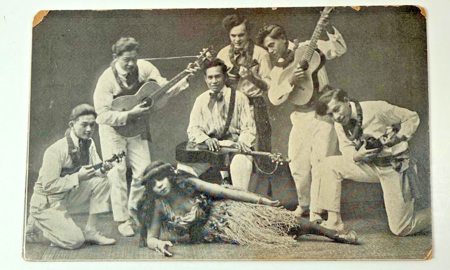1918 Princess Pauhi HAWAIIAN Guitar Band PHOTO CARD Vaudeville Hawaii postcard