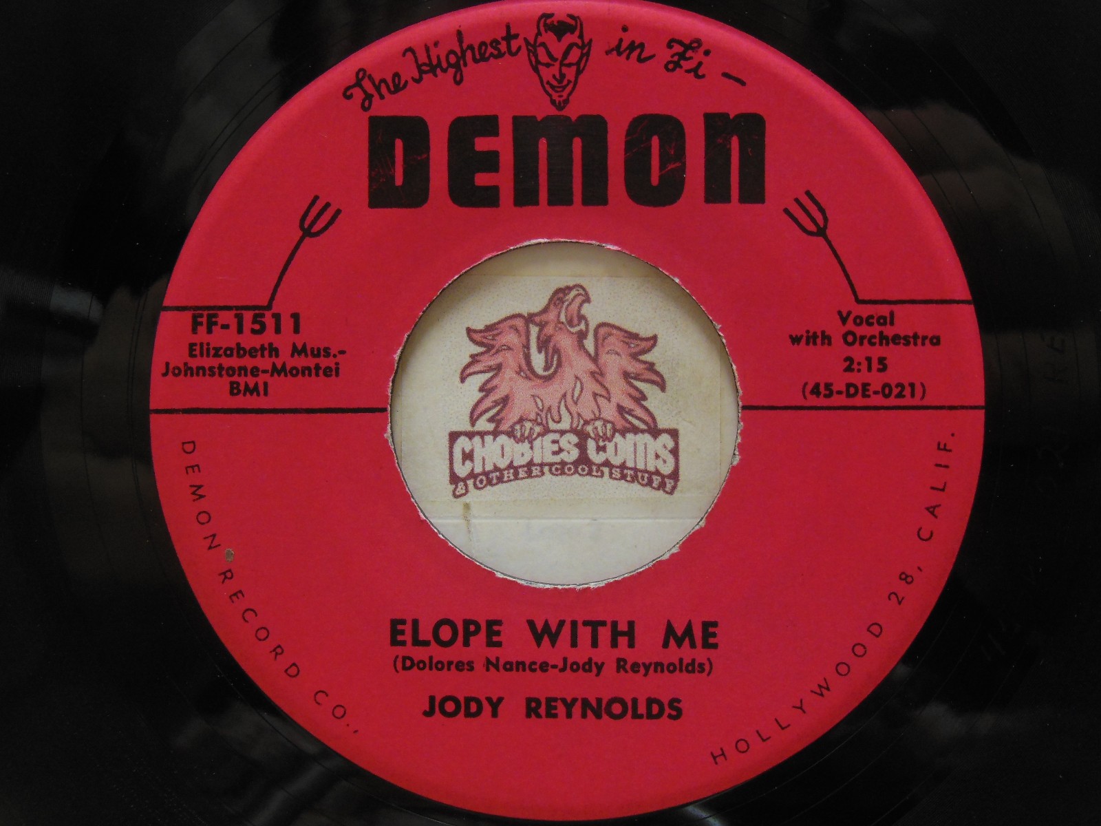 Jody Reynolds – Elope With Me / Closin\' In, 45 RPM VG+ (30E)